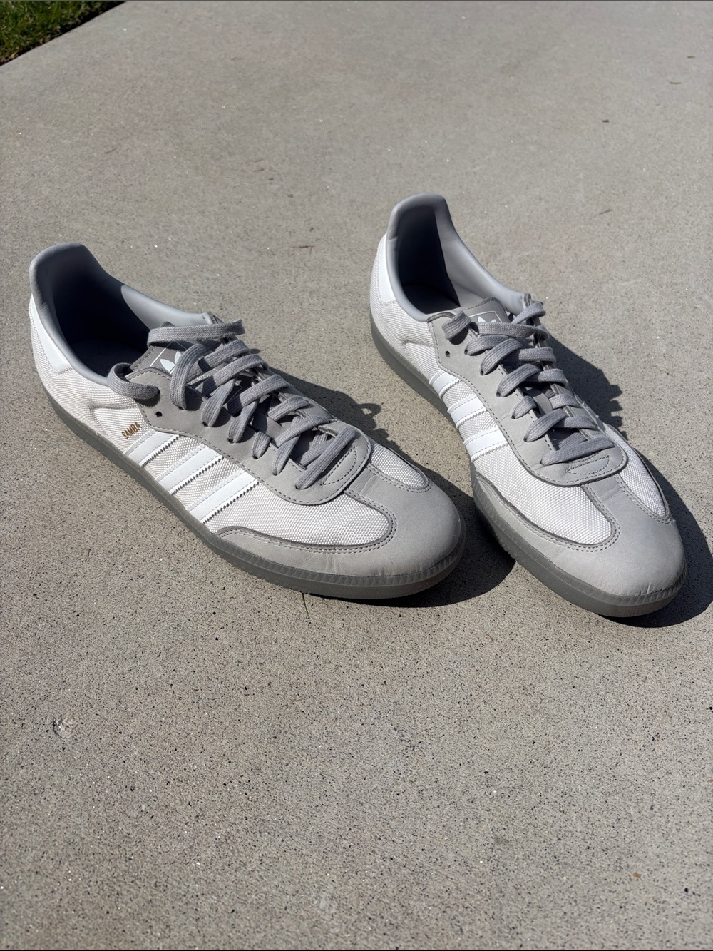 adidas Samba Light Grey and White Low-Top Sneakers